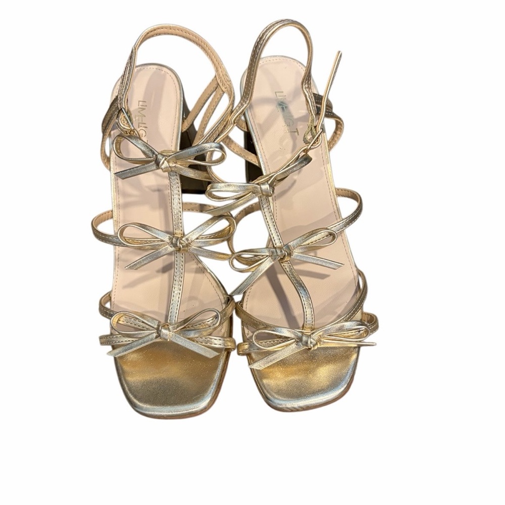 Limelight Gold Strappy Bow Sandals